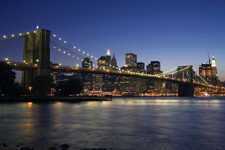 haar Apt tempel New York - Brooklyn Bridge Fotobehang op maat gemaakt! - Repro.nl